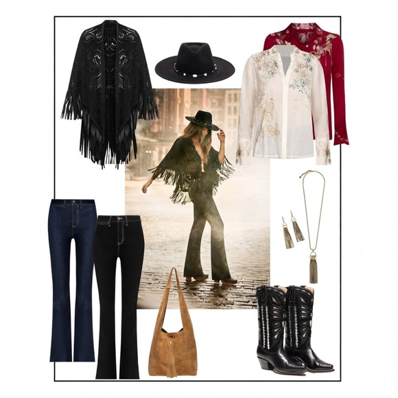 LUCKY BRAND (NWT) 100% WOOL Gold-Charm-Accented Band Black Wide Brim Ranger Hat - Picture 9 of 16